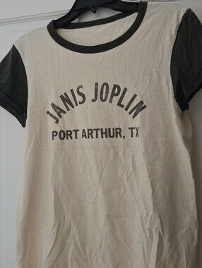 Janis Joplin Port Arthur By Midnight Rider Ringer Tee  M NEW